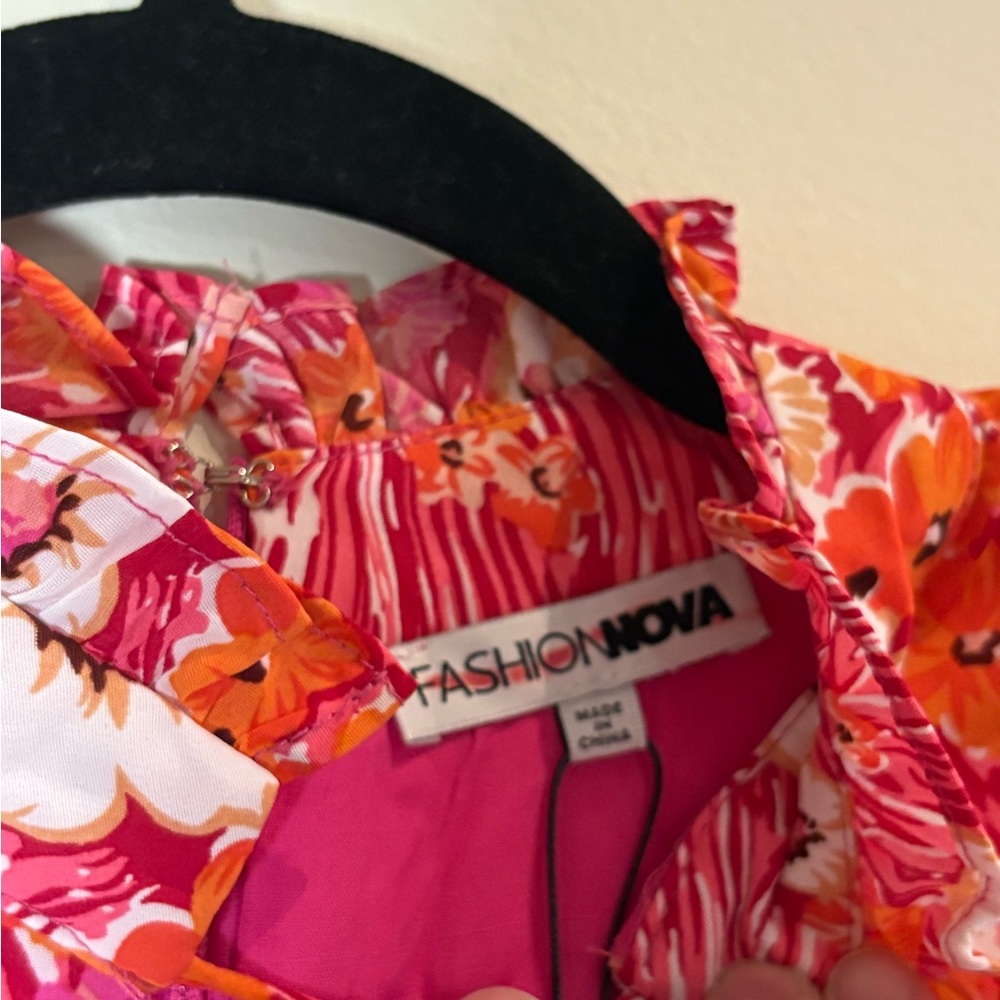 Fashion Nova NWT Elisa Mini Dress Floral Fuchsia/combo Size XL - Picture 6 of 7
